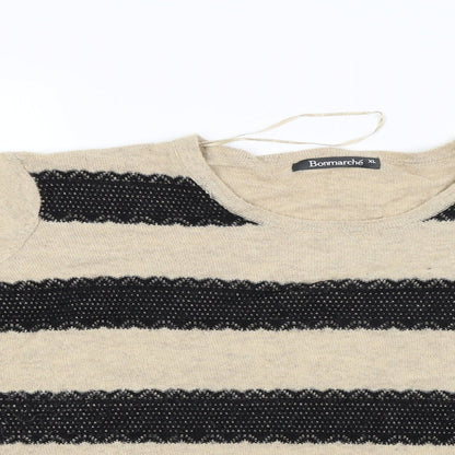Bonmarché Womens Beige Striped Pullover Jumper Size XL