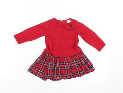 H&M Girls Red   Jumper Dress  Size 3-6 Months