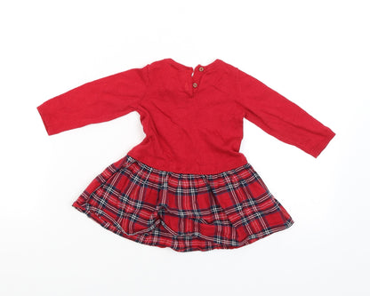 H&M Girls Red   Jumper Dress  Size 3-6 Months