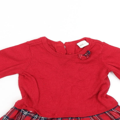 H&M Girls Red   Jumper Dress  Size 3-6 Months