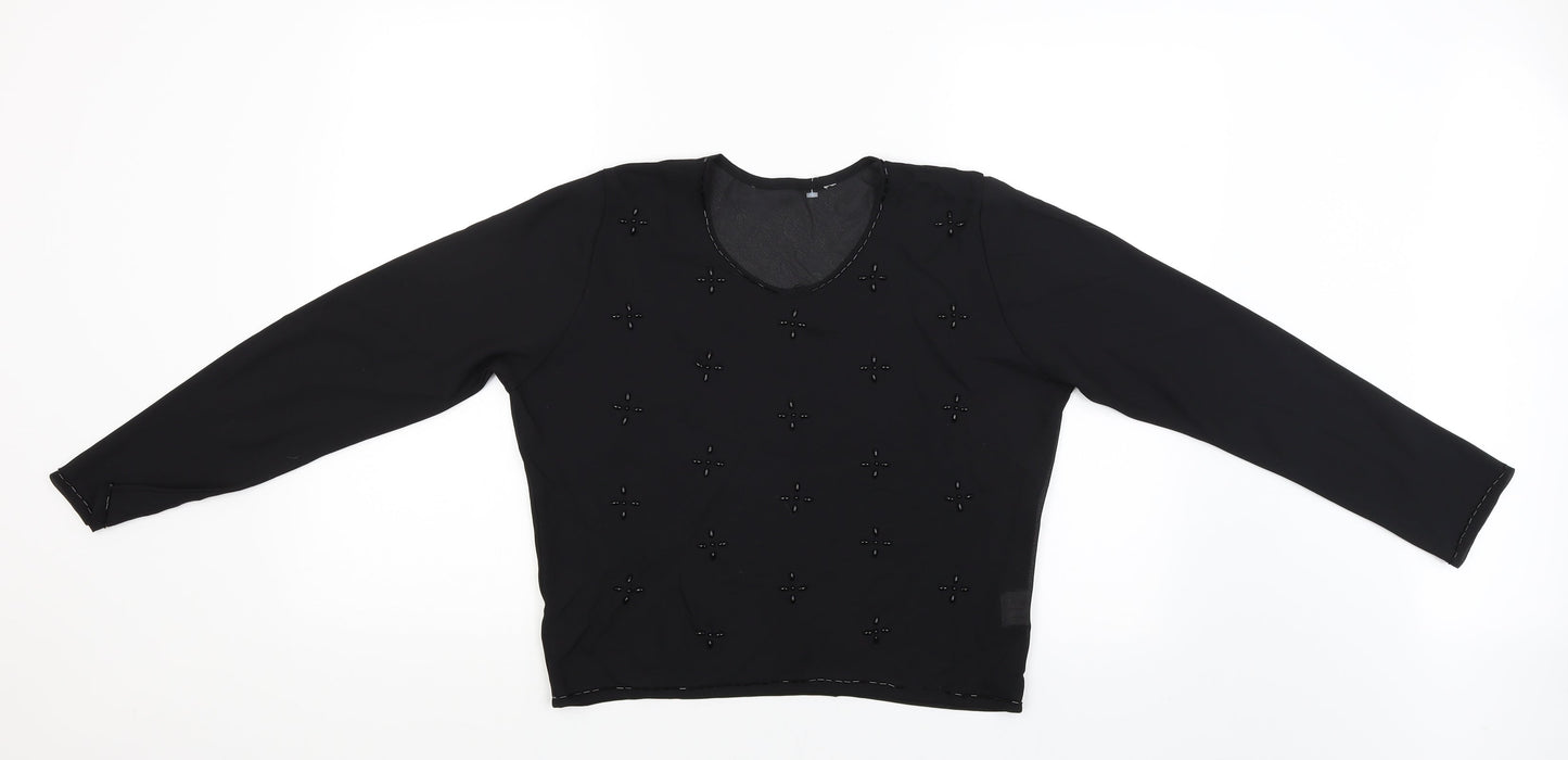 Womens UK Size 14 Preworn Black Basic Blouse