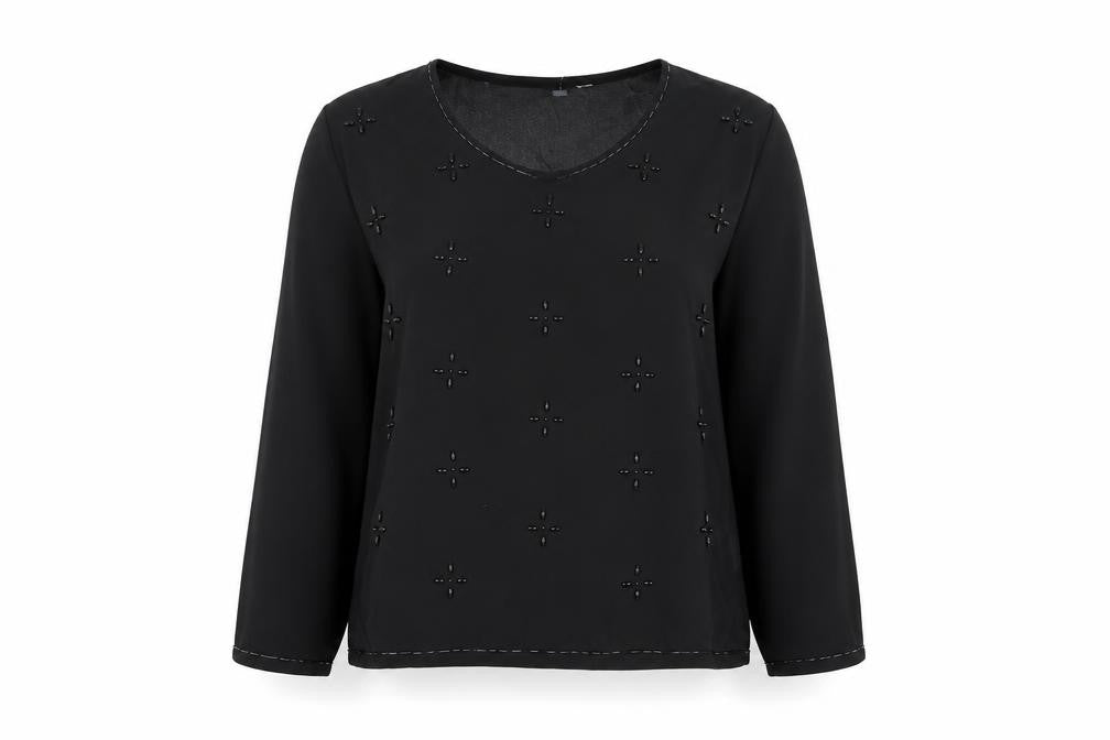 Womens UK Size 14 Preworn Black Basic Blouse