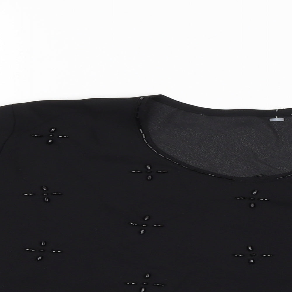 Womens UK Size 14 Preworn Black Basic Blouse