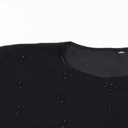 Womens UK Size 14 Preworn Black Basic Blouse