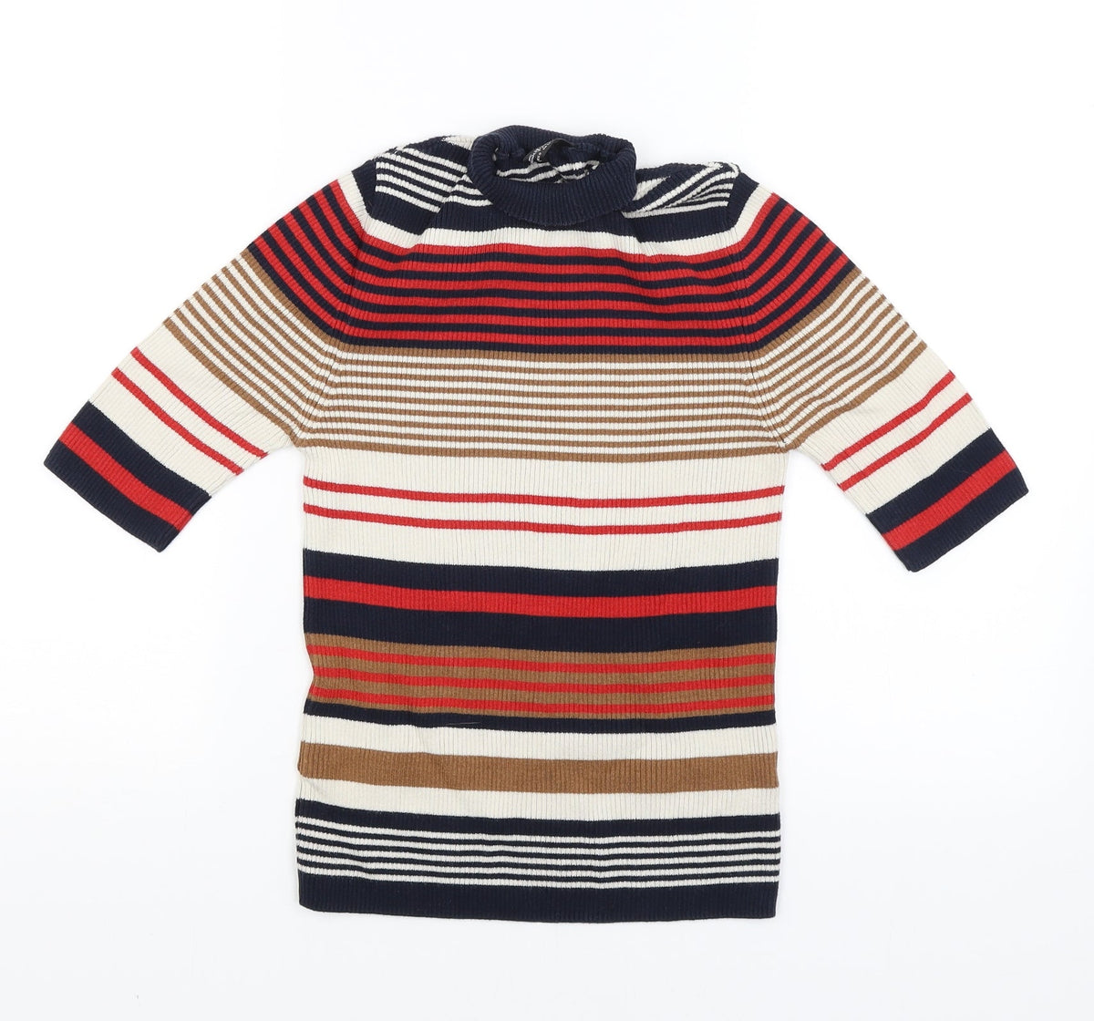 Additional front view of Miss Selfridge women’s multicoloured striped jumper, size UK 12