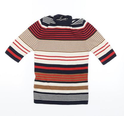 Additional front view of Miss Selfridge women’s multicoloured striped jumper, size UK 12