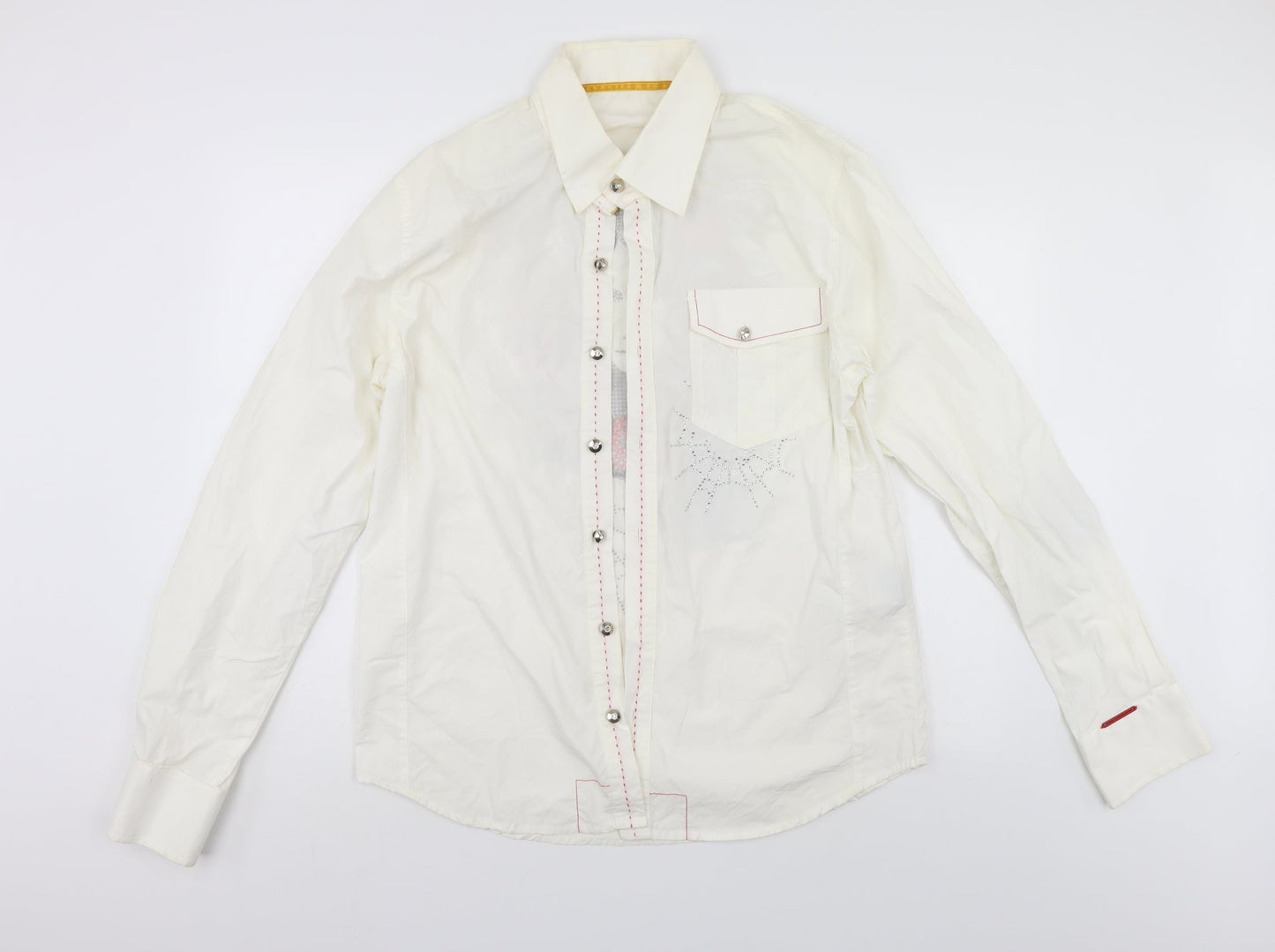 RN23 Jeans Mens White    Button-Up Size 2XL