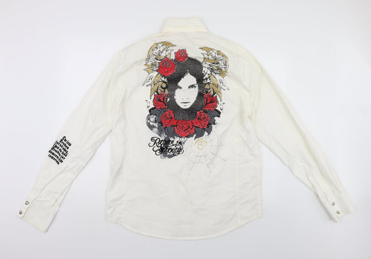 RN23 Jeans Mens White    Button-Up Size 2XL