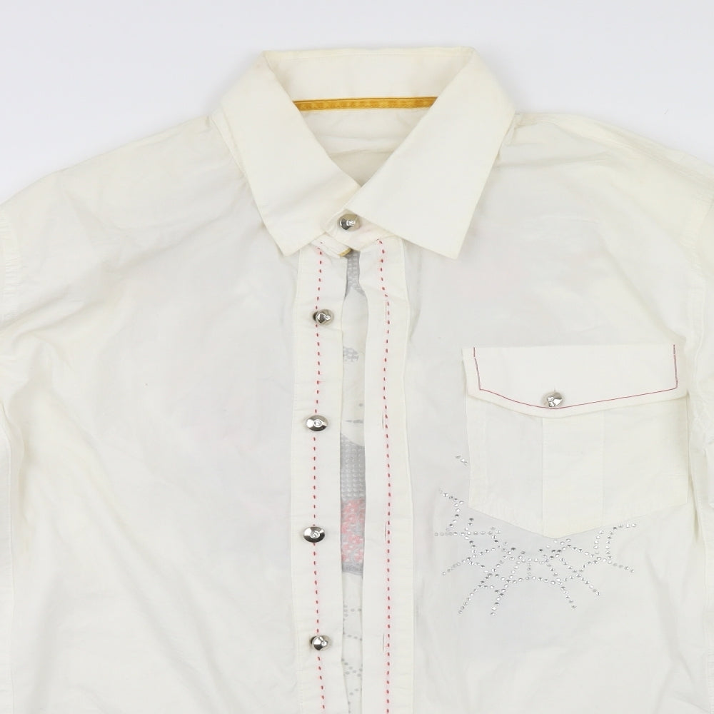RN23 Jeans Mens White    Button-Up Size 2XL