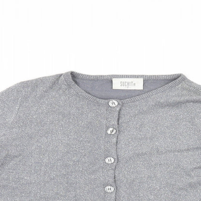 Suchita Womens Silver   Cardigan Jumper Size 4