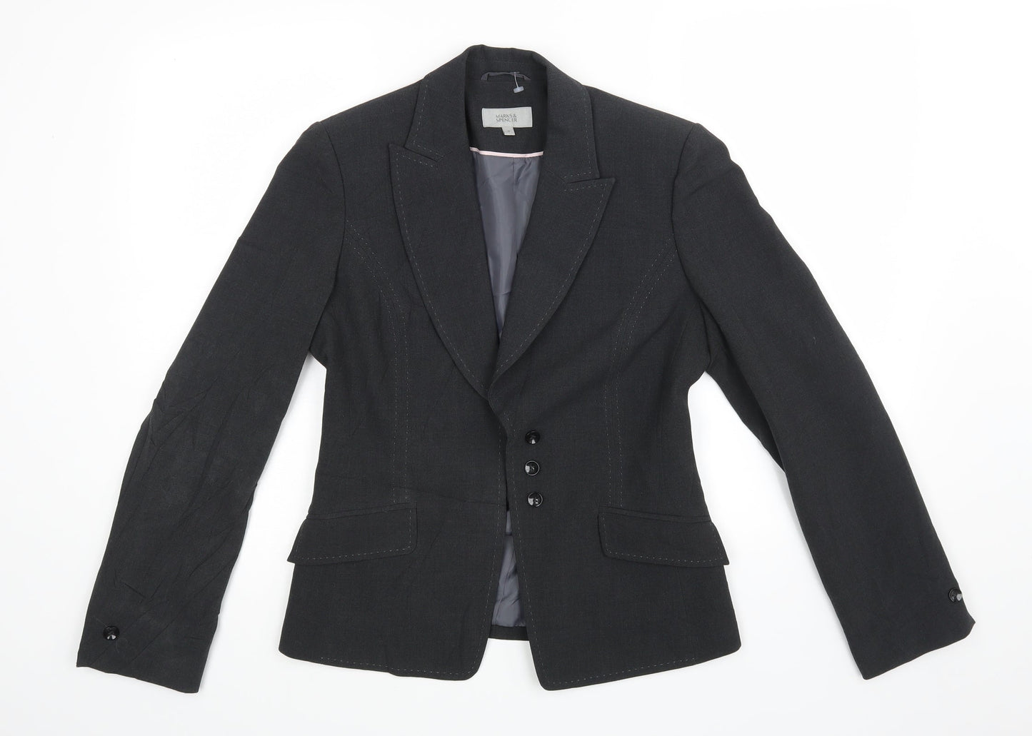 M&S Womens Grey   Jacket Blazer Size 10