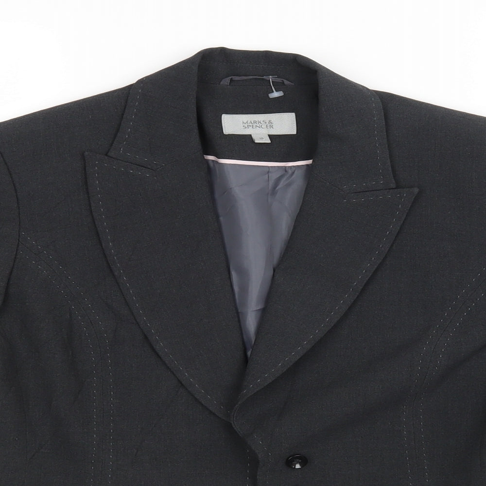 M&S Womens Grey   Jacket Blazer Size 10
