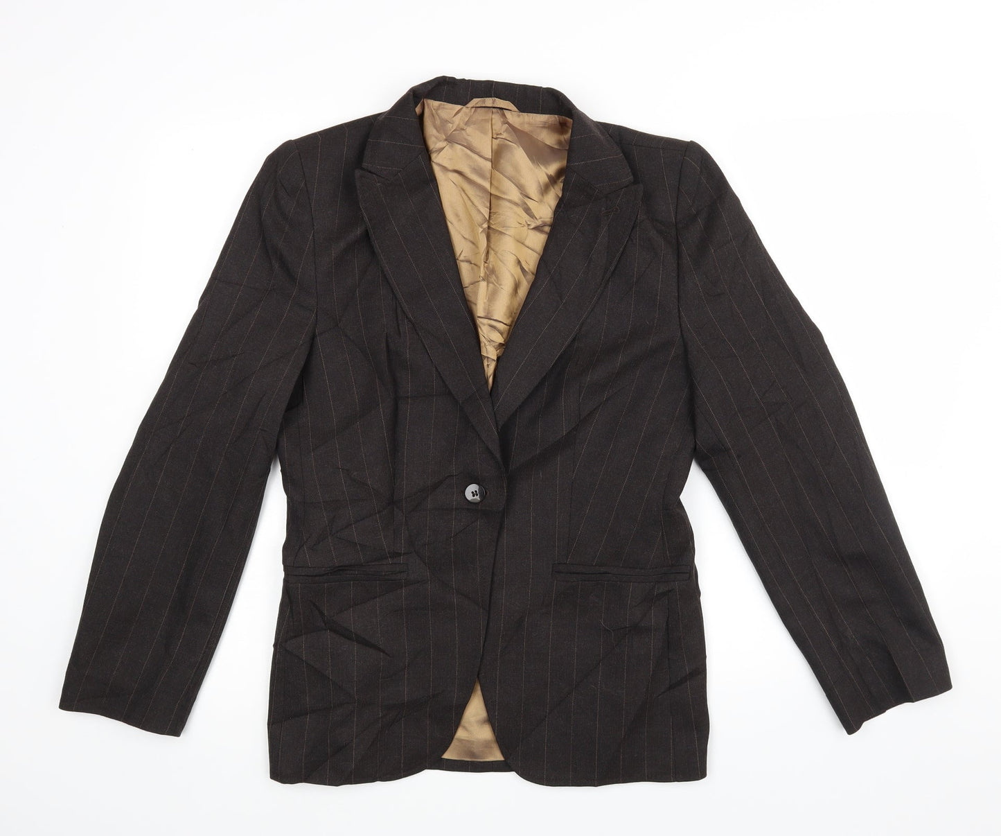 Nrxt Womens Brown Striped  Jacket Blazer Size 12