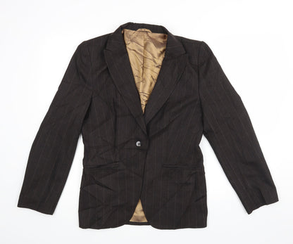 Nrxt Womens Brown Striped  Jacket Blazer Size 12