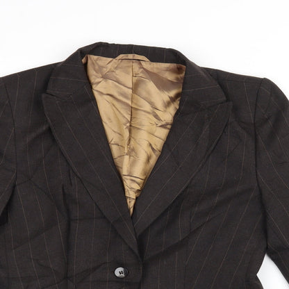 Nrxt Womens Brown Striped  Jacket Blazer Size 12