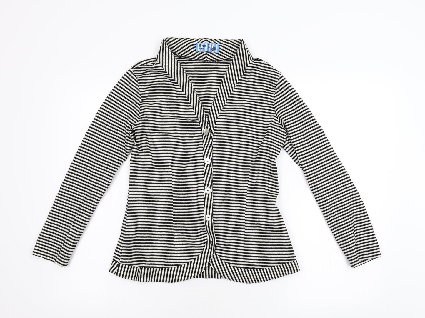 Ma Ena Womens Multicoloured Striped  Cardigan Jumper Size M