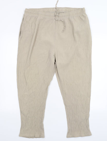 Womens UK Size 18 Preworn Regular Fit  Beige Trousers