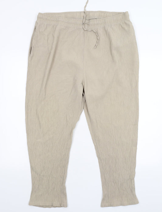 Womens UK Size 18 Preworn Regular Fit  Beige Trousers
