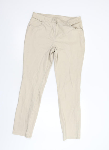 Womens UK Size 14 Preworn Regular Fit  Beige Trousers