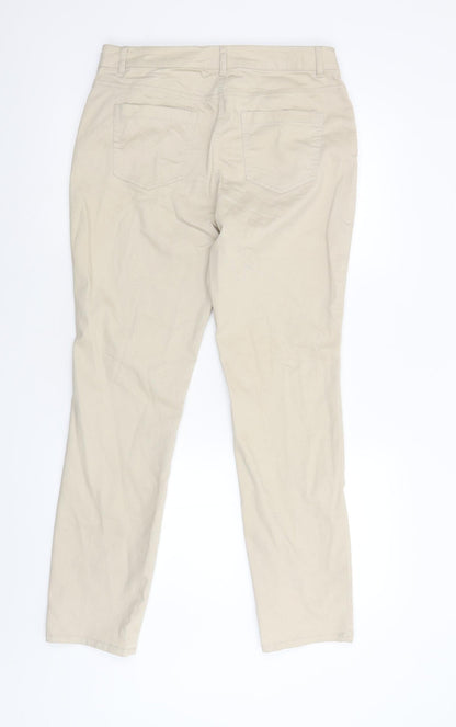 Womens UK Size 14 Preworn Regular Fit  Beige Trousers