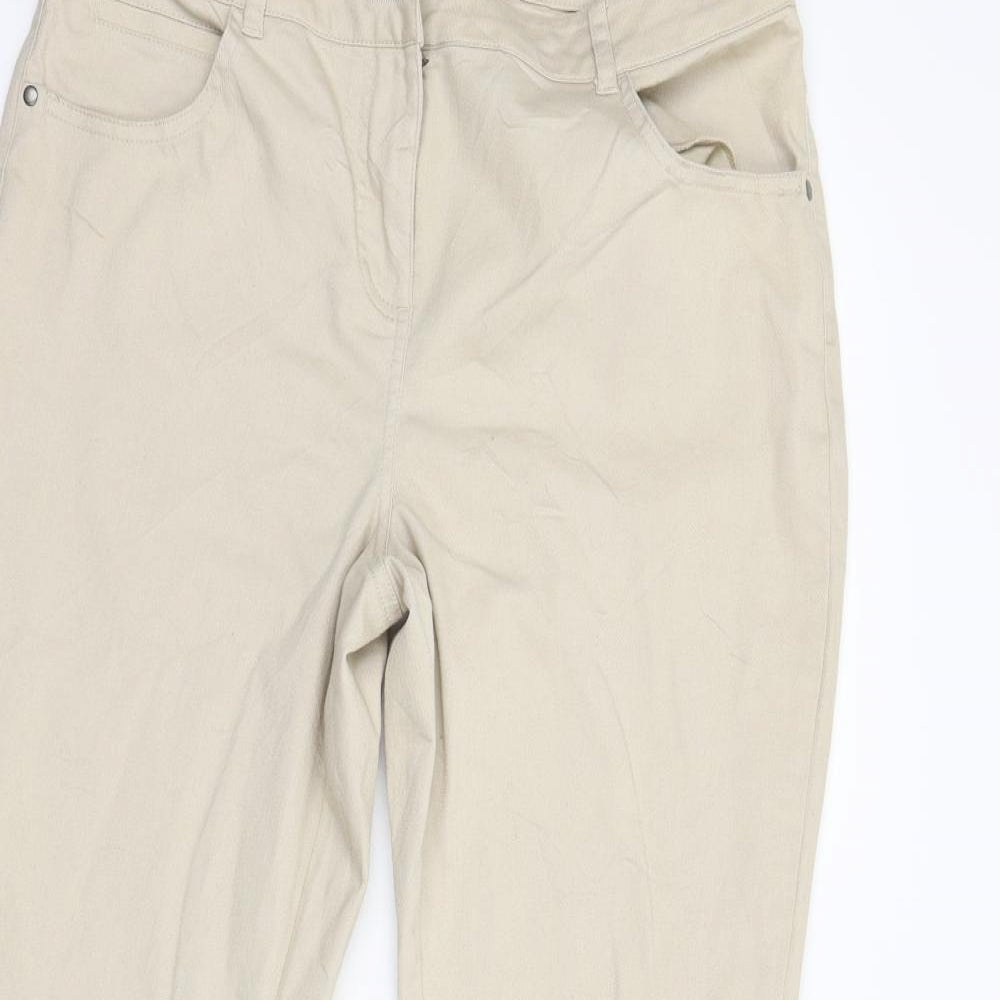 Womens UK Size 14 Preworn Regular Fit  Beige Trousers