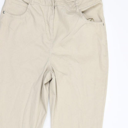 Womens UK Size 14 Preworn Regular Fit  Beige Trousers