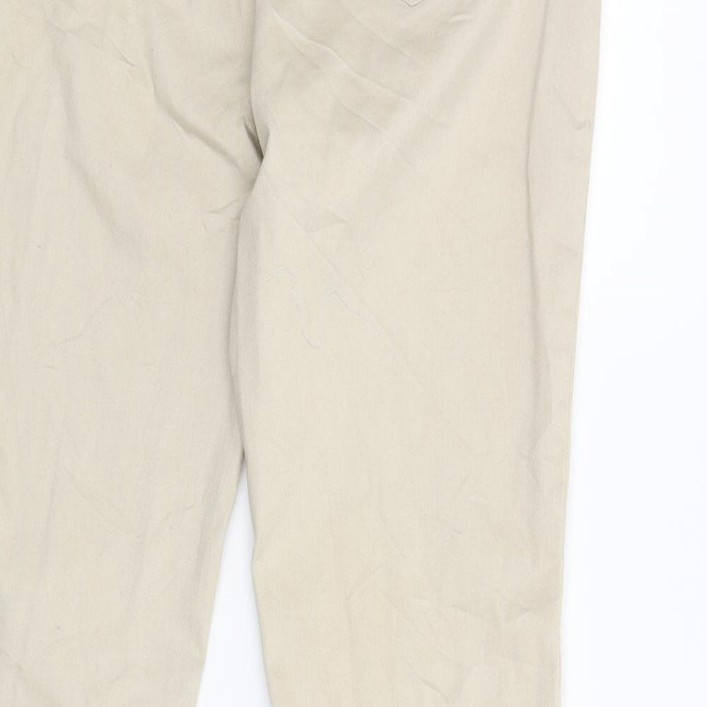 Womens UK Size 14 Preworn Regular Fit  Beige Trousers