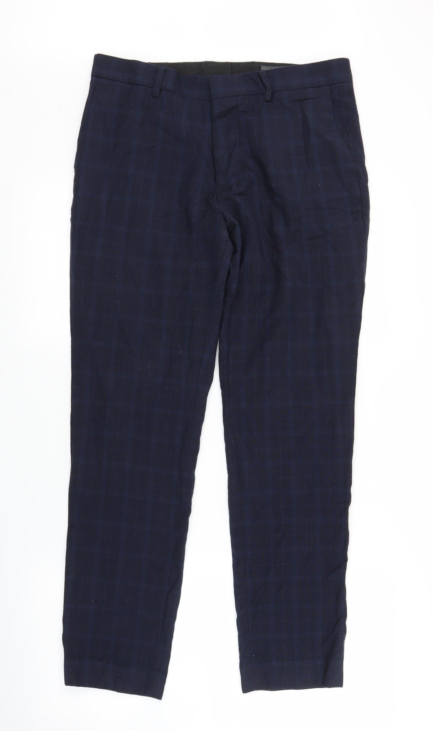 H&M Mens Blue Plaid  Rain Trousers Trousers Size 33 in L28 in