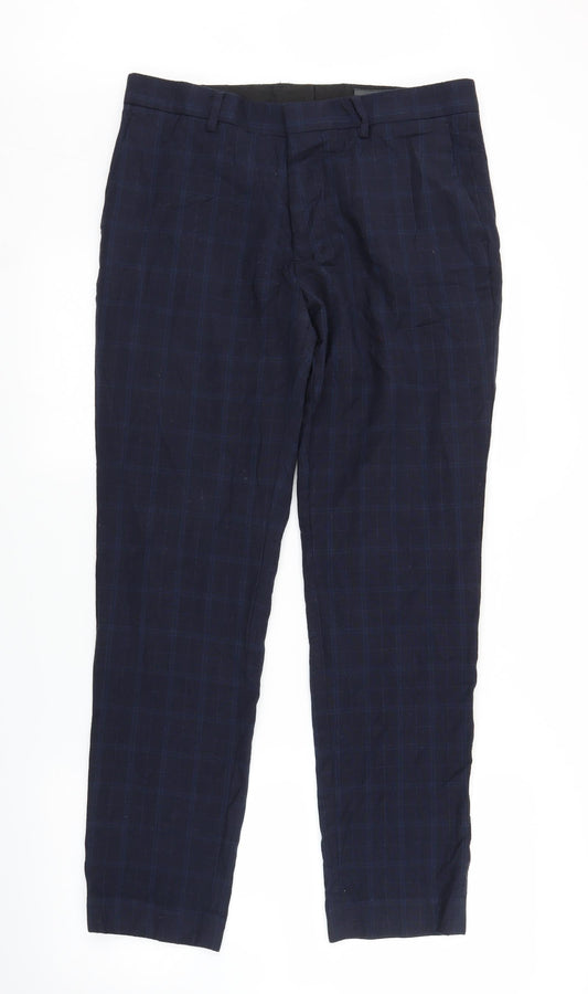 H&M Mens Blue Plaid  Rain Trousers Trousers Size 33 in L28 in