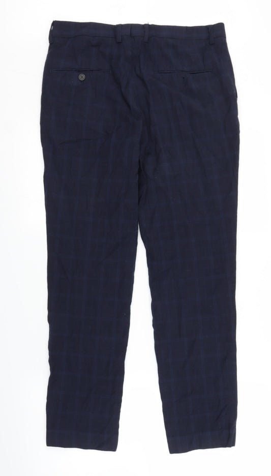 H&M Mens Blue Plaid  Rain Trousers Trousers Size 33 in L28 in