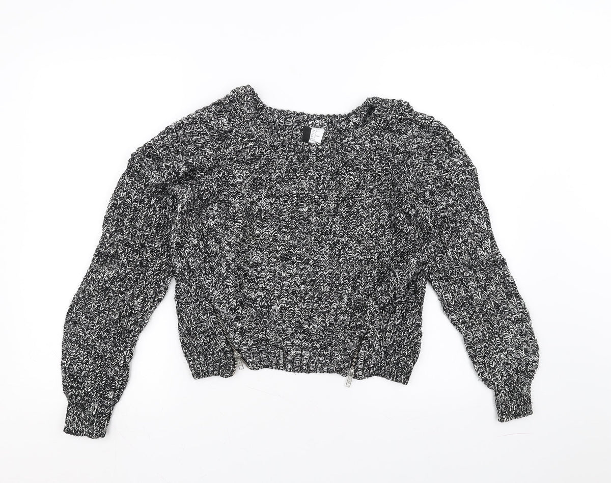 H&M Womens Black  Knit Pullover Jumper Size 10
