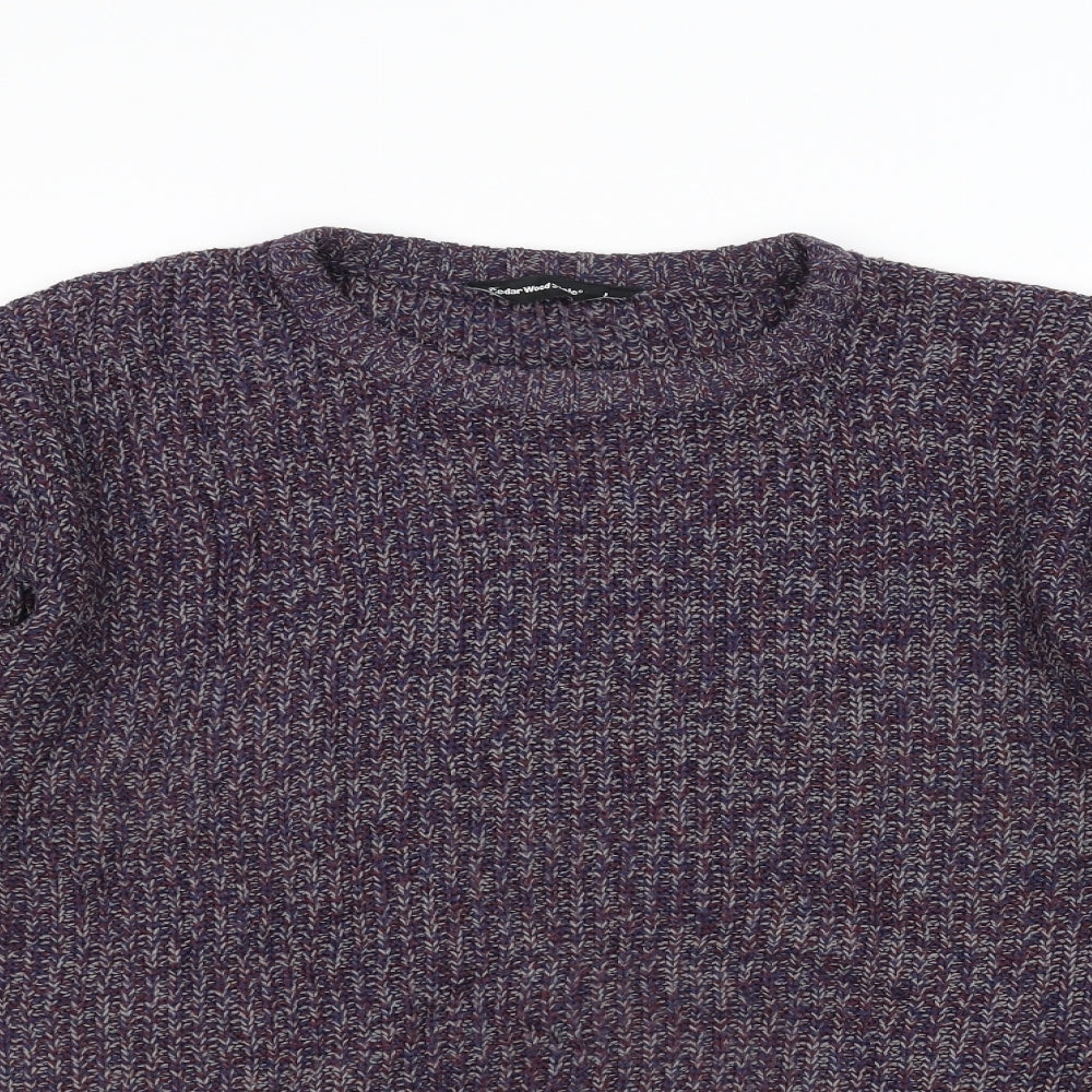 Cedar Wood State Mens Purple  Knit Pullover Jumper Size L
