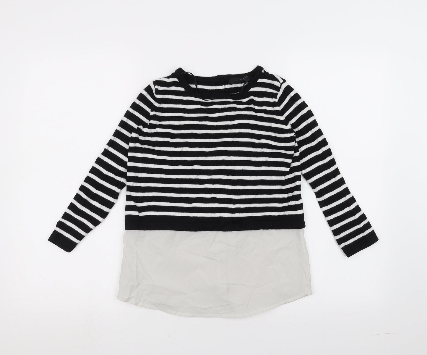 Atmosphere Womens White Striped  Basic T-Shirt Size 4