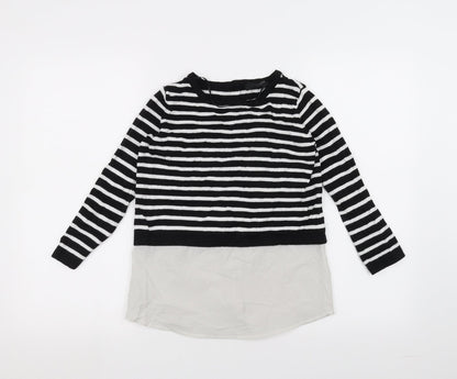 Atmosphere Womens White Striped  Basic T-Shirt Size 4