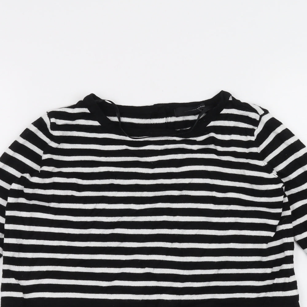 Atmosphere Womens White Striped  Basic T-Shirt Size 4