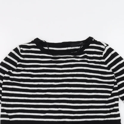 Atmosphere Womens White Striped  Basic T-Shirt Size 4