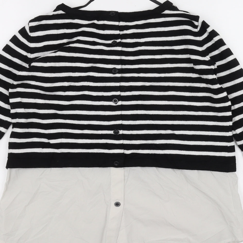 Atmosphere Womens White Striped  Basic T-Shirt Size 4