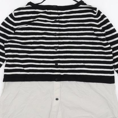 Atmosphere Womens White Striped  Basic T-Shirt Size 4