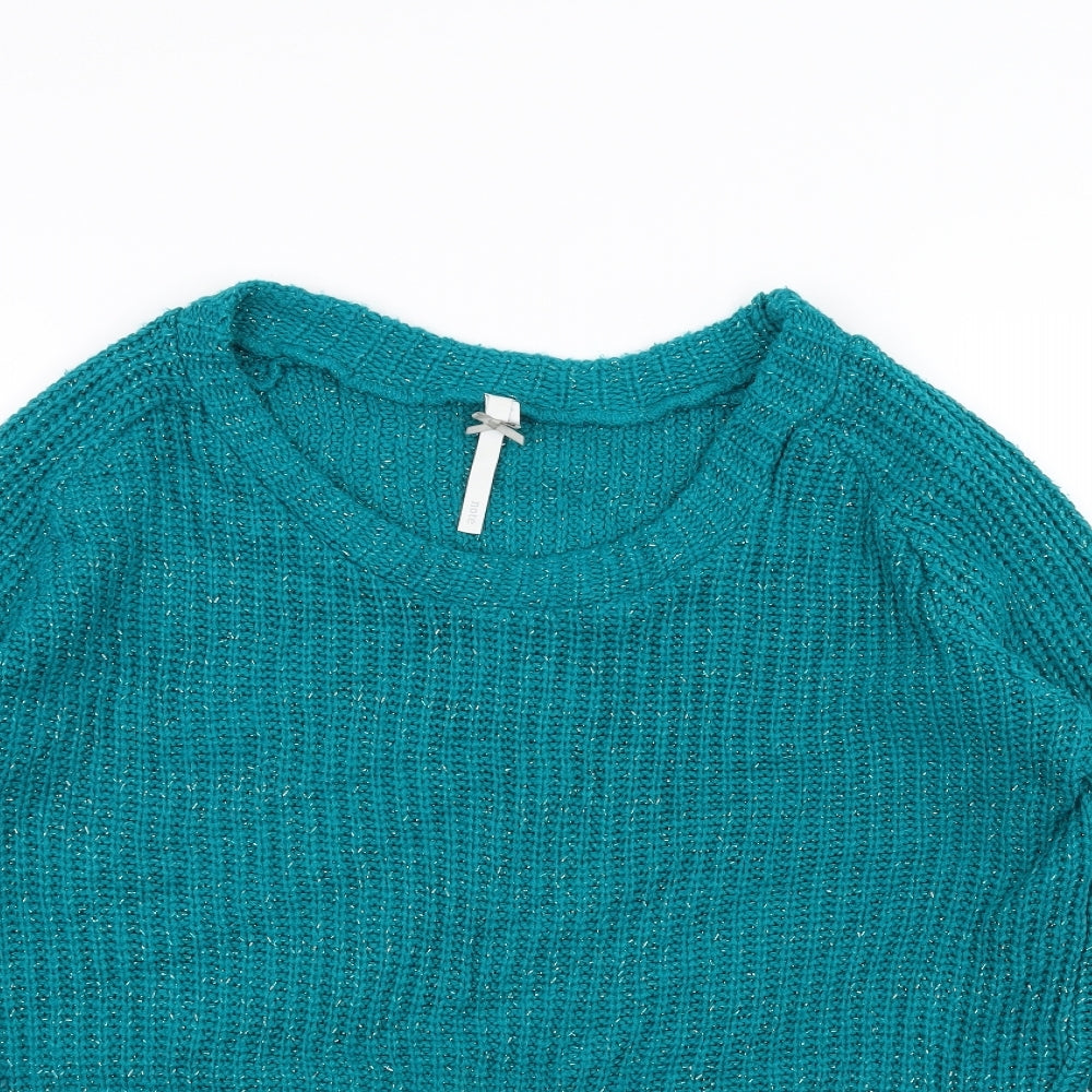 Note Womens Green  Knit Pullover Jumper Size 12