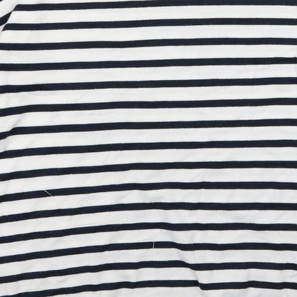 Brand and care label for Atmosphere women’s blue striped jumper, size UK 12