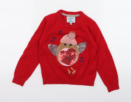 Little Dickins and Jones Boys Red  Rayon Pullover Jumper Size 3 Years  - CHRISMTAS