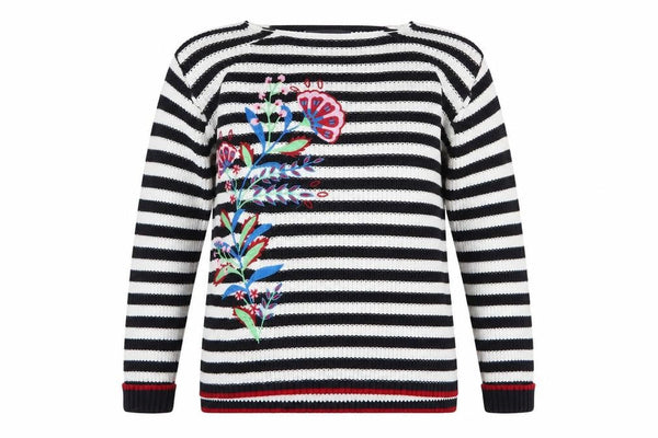 Marks & Spencer Womens White Striped  Pullover Jumper Size M