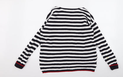 Marks & Spencer Womens White Striped  Pullover Jumper Size M