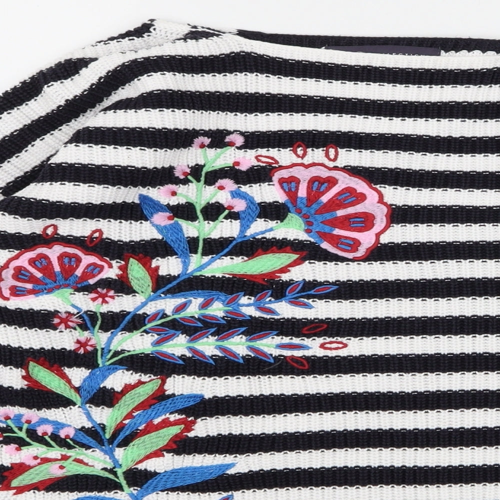 Marks & Spencer Womens White Striped  Pullover Jumper Size M