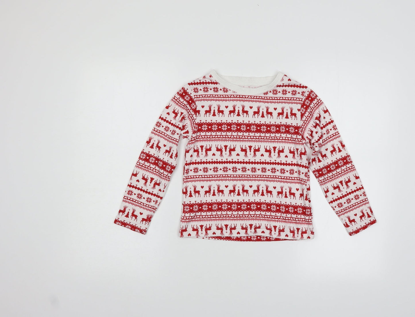 Preworn Boys Red Fair Isle  Pullover Jumper Size 6 Years