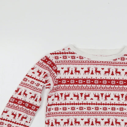 Preworn Boys Red Fair Isle  Pullover Jumper Size 6 Years