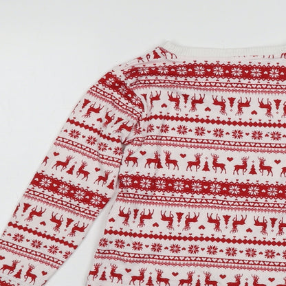 Preworn Boys Red Fair Isle  Pullover Jumper Size 6 Years