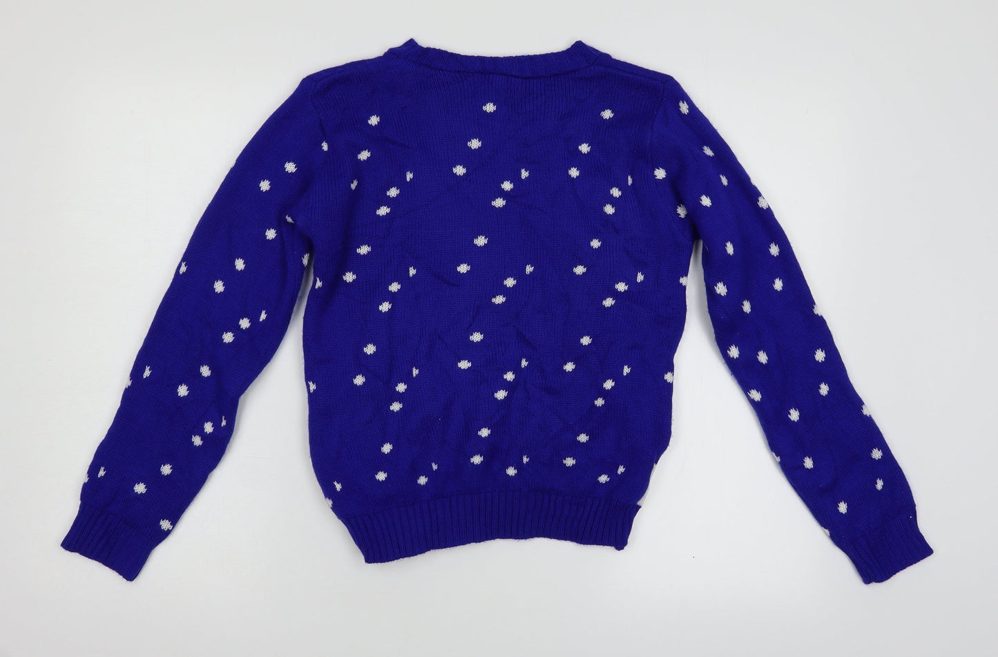 Gazelle London Girls Blue Polka Dot  Pullover Jumper Size 11 Years
