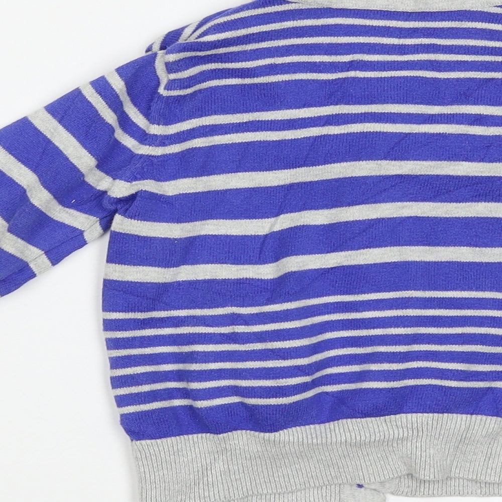 M&S Baby Blue Striped  Cape Jumper Size 12-18 Months