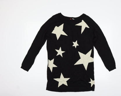 H&M Womens Black Geometric  Pullover Jumper Size 10